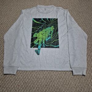 Mode of One Men's Long-Sleeve Relaxed Space Guy Graphic Cotton T-Shirt Sz S